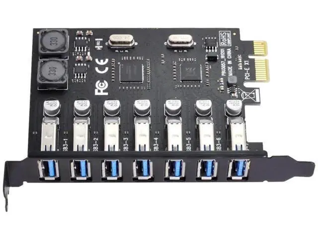 Alt view image 2 of 7 - 7-Port PCI-E to USB 3.0 Expansion Card, PCI Express USB Hub Adapter 5Gbps High Speed for Desktop Motherboard