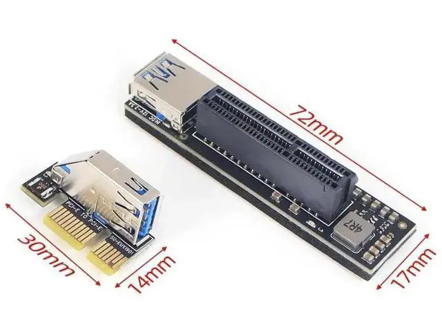 Alt view image 3 of 6 - PCIe X1 to X4 Riser Card, USB 3.0 & SATA Expansion Adapter Card