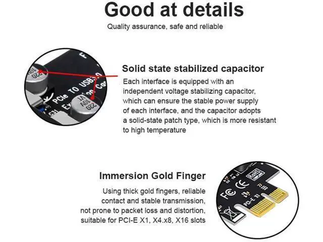 Alt view image 3 of 7 - 7-Port PCI-E to USB 3.0 Expansion Card, PCI Express USB Hub Adapter 5Gbps High Speed for Desktop Motherboard