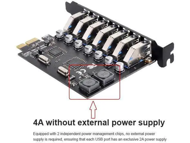 Alt view image 6 of 7 - 7-Port PCI-E to USB 3.0 Expansion Card, PCI Express USB Hub Adapter 5Gbps High Speed for Desktop Motherboard
