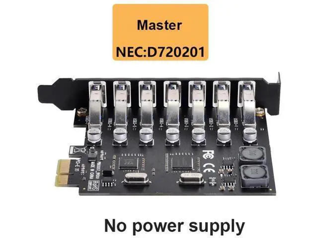 Alt view image 7 of 7 - 7-Port PCI-E to USB 3.0 Expansion Card, PCI Express USB Hub Adapter 5Gbps High Speed for Desktop Motherboard