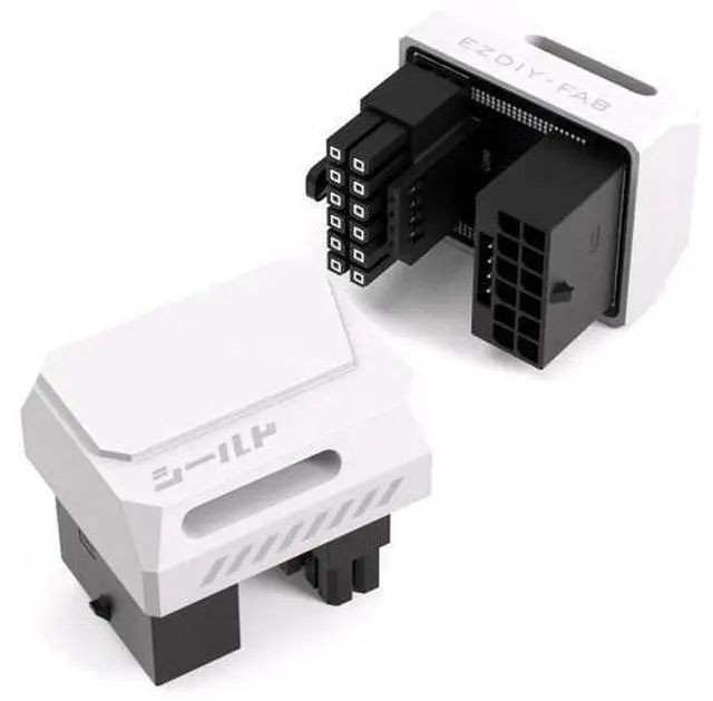 Main image of PCIe 5.1 180 Degree 600W 12VHPWR Adapter, 12+4Pin 12V-2x6 GPU Power Connector, White RVS Type 1 Pack for RTX 3090Ti 4070Ti 4080 4090 Graphics Card
