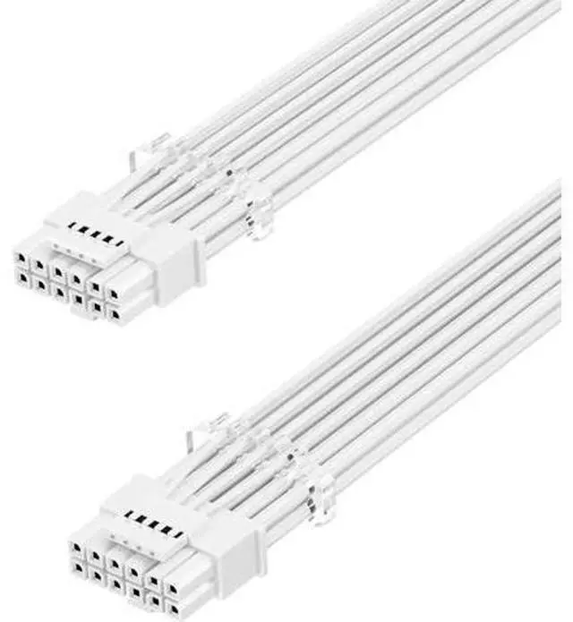 Main image of 70cm 12VHPWR 16Pin(12+4) Male to Male Sleeved GPU Power Cable, PCIe 5.0 ATX3.0 600W 12V-2x6 Modular PSU Cord, White, Compatible with RTX 3090Ti/4070Ti/4080/4090/5090/5080/5070/5070Ti