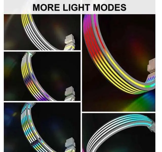 Alt view image 2 of 7 - White 8 Pin ARGB GPU Power Extension Cable, Addressable 5V 3Pin RGB PSU Extension Cord, PC Chassis Lighting Decor Compatible with RTX 3060/4060/4070 & RX 580/RX 6600 Graphics Cards
