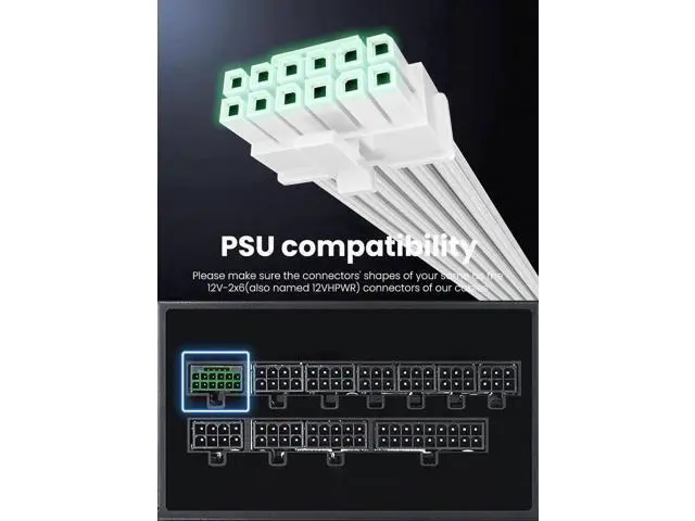 Alt view image 7 of 7 - 70cm 12VHPWR 16Pin(12+4) Male to Male Sleeved GPU Power Cable, PCIe 5.0 ATX3.0 600W 12V-2x6 Modular PSU Cord, White, Compatible with RTX 3090Ti/4070Ti/4080/4090/5090/5080/5070/5070Ti