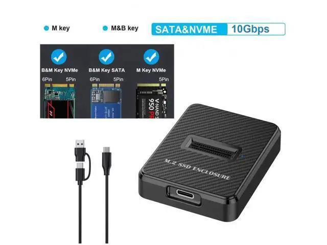 Alt view image 6 of 7 - USB 3.0 Type-C to M.2 NVMe SATA SSD Enclosure, Vertical PCBA Case M-Key NGFF Docking Box with RTL9210B Chip