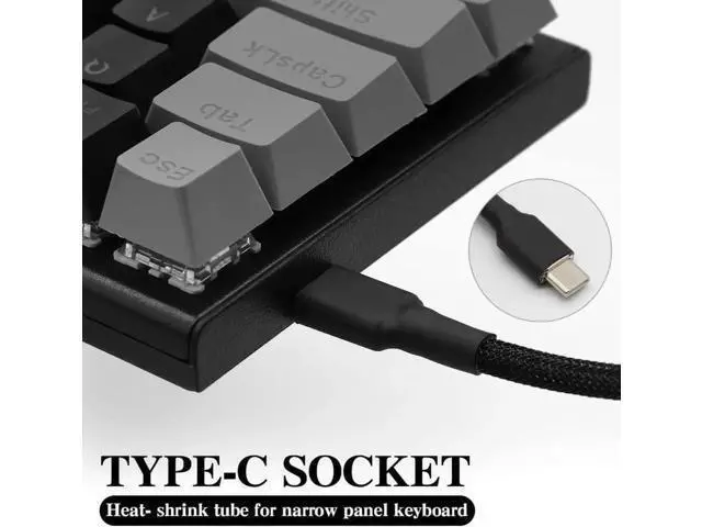 Alt view image 4 of 6 - 3M Coiled USB C Keyboard Cable, Hand Braided PET Mesh Gaming Cable with Detachable Metal Aviator Connector & Metal Plug, Black for Mechanical Keyboard