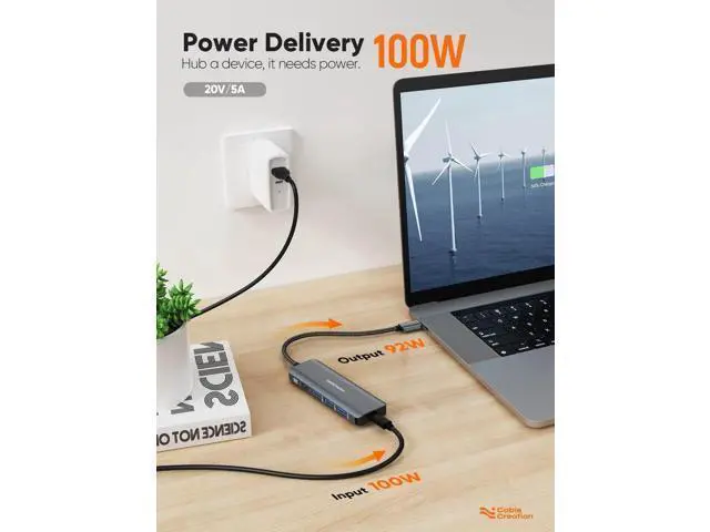 Alt view image 6 of 7 - 5-in-1 USB C Multiport Hub, Space Grey Aluminum USB C Adapter with 8K@30Hz / 4K@120Hz HDMI, 100W PD Pass-Through Charging & 3×USB 3.0 Ports, Portable USB C Dock Compatible with MacBook Pro/Air, iPad P