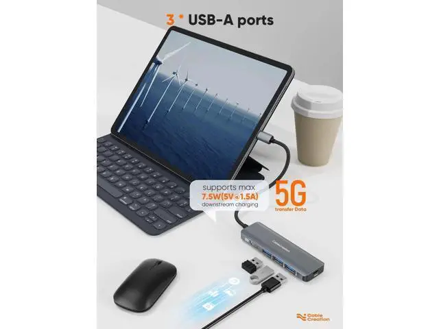 Alt view image 7 of 7 - 5-in-1 USB C Multiport Hub, Space Grey Aluminum USB C Adapter with 8K@30Hz / 4K@120Hz HDMI, 100W PD Pass-Through Charging & 3×USB 3.0 Ports, Portable USB C Dock Compatible with MacBook Pro/Air, iPad P