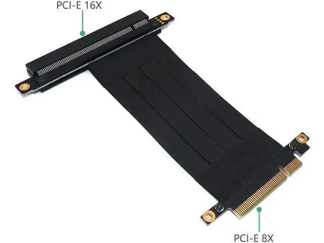 Alt view image 3 of 6 - PCIe X8 to X16 Riser Card Extension Cable, Gold-Plated Contacts PCI Express 8X to 16X Slot Adapter Card for BTC Mining Rig