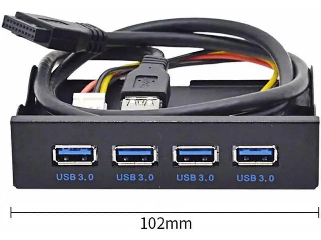 Alt view image 3 of 3 - 4-Port USB 3.0 Front Panel Hub for 3.5-inch Floppy Bay, Internal Expansion Dock with 20Pin Motherboard Header Cable for Desktop PC Case