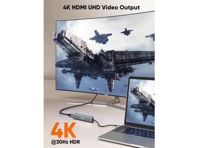 Alt view image 2 of 7 - 7-in-1 USB C Multiport Hub Adapter, 4K@30Hz HDMI Output, 100W PD Charging, 3×5Gbps USB 3.0, SD TF Card Reader, Portable USB C Dock for USB-C Laptops & Tablets
