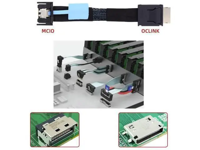 Alt view image 6 of 7 - 0.5M PCIe 5.0 Conversion Cable, OCuLink SFF-8611 4i Male to MCIO SFF-TA-1016 SFF-8654 4i 38Pin Male Mini Cool Edge IO Server PCIe Storage Extension Cable