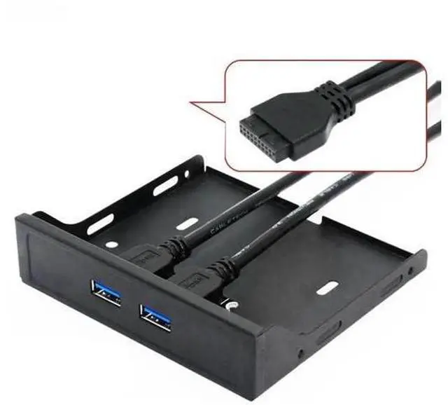 Main image of 3.5 Inch Floppy Drive Bay Metal Front Panel Adapter, Single 20Pin Header to Dual USB 3.0 Ports Internal Cable Hub for Desktop PC Chassis