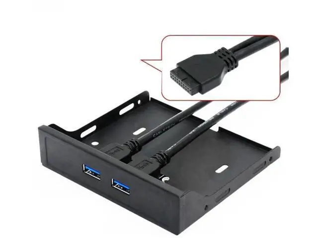 Alt view image 3 of 3 - 3.5 Inch Floppy Drive Bay Metal Front Panel Adapter, Single 20Pin Header to Dual USB 3.0 Ports Internal Cable Hub for Desktop PC Chassis
