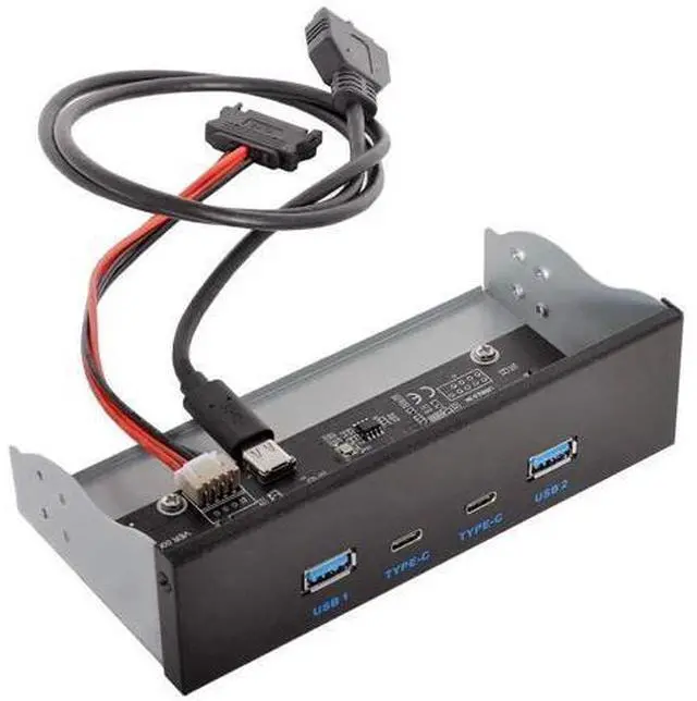 Main image of 5.25 Inch Optical Drive Bay Front Panel 4-Port USB Hub, USB-C + USB 3.0 Splitter with 20Pin Internal Cable Connect to Motherboard USB Header for Desktop PC Chassis