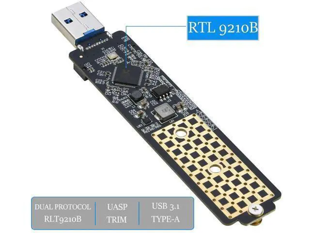 Alt view image 6 of 6 - M.2 to USB 3.1 Adapter, Dual Protocol NVMe & SATA NGFF SSD Reader, M Key / B+M Key Compatible