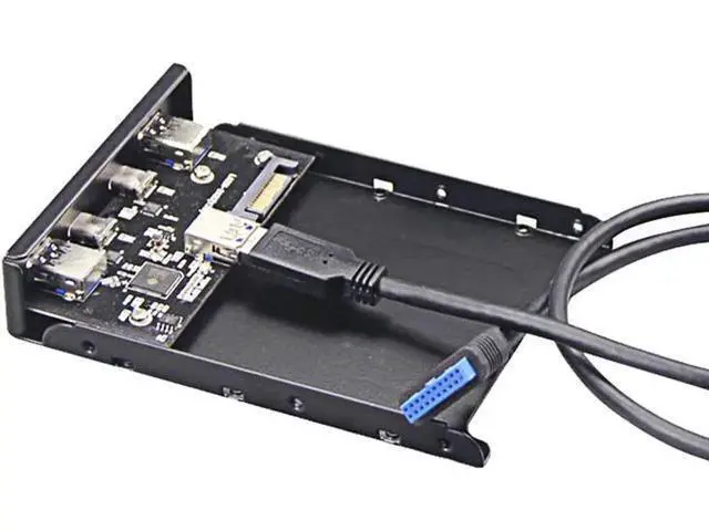 Alt view image 4 of 4 - 3.5 Inch Floppy Bay 4-Port USB Hub, Dual 5Gbps USB 3.1 Type-C + Dual USB 3.0 Type-A Front Panel Adapter, 19Pin USB 3.0 Header Splitter for Desktop PC Chassis