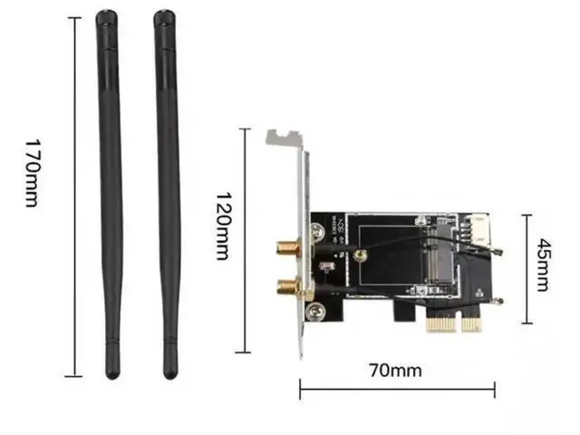Alt view image 4 of 6 - M.2 to PCIe 1X Desktop WiFi Adapter Card with Bluetooth Cable, Compatible with AX210 AX200 AC9260 8265 8260 7265 7260 1535 QCNFA344