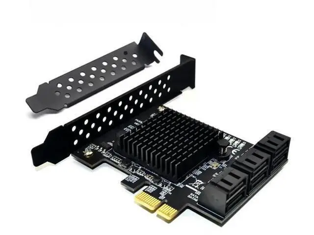 Alt view image 2 of 3 - 6 Port SATA 3.0 to PCIe Expansion Card, PCI Express SATA 3 Converter with Aluminum Heatsink, Marvell 88SE9215 Chipset for Multiple SATA HDD SSD Storage Expansion
