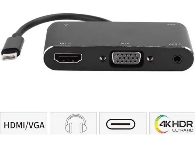 Alt view image 3 of 7 - USB-C Docking Station Multiport Adapter, Supports 4K & 1080P Video, Equipped with HDMI, VGA, 3.5mm Audio Jack, USB 3.0 and USB-C Port for Laptops & USB-C Phones