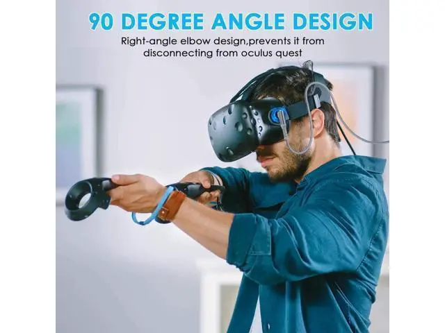 Alt view image 7 of 7 - 20ft /6M Nylon Braided VR Link Cable for Oculus Quest 2 and PC/Steam VR Quest VR Headset, Right-Angled 90 Degree USB A to USB C 5Gbps High Speed Data Transfer Charging Cord for Gaming PC ( A to C 6M)