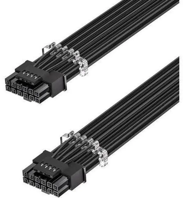 Main image of 70cm Black Sleeved 12V-2x6 Male to Male 12VHPWR GPU Power Cable, PCIe 5.1 600W, ATX 3.1 Modular PSU Cord for RTX 5090/5080/5070Ti/5070/4090/4080/4070Ti/3090Ti