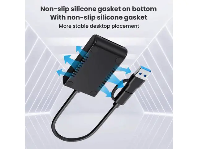 Alt view image 6 of 7 - USB 3.0 Type-C & Type-A to M.2 NVMe/SATA SSD Enclosure, RTL9210B Chip, Horizontal External Docking Case
