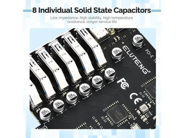 Alt view image 3 of 6 - 8-Port PCIe USB 3.2 Expansion Card (6×USB-A + 2×USB-C), Built-in 3 Independent Power Modules