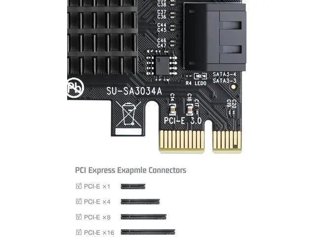 Alt view image 4 of 7 - 4-Port PCIe SATA 3.0 Expansion Card, Bootable Controller with Low Profile Bracket & 4 SATA Cables