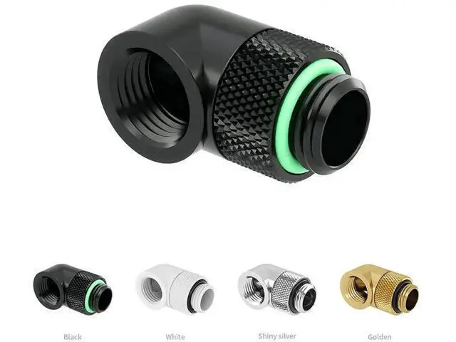 Alt view image 7 of 7 - 4 Pack Black 90-Degree Rotary G1/4 Male to Female Elbow Fitting, Rotatable Thread Extender Adapter for PC Water Cooling Loop