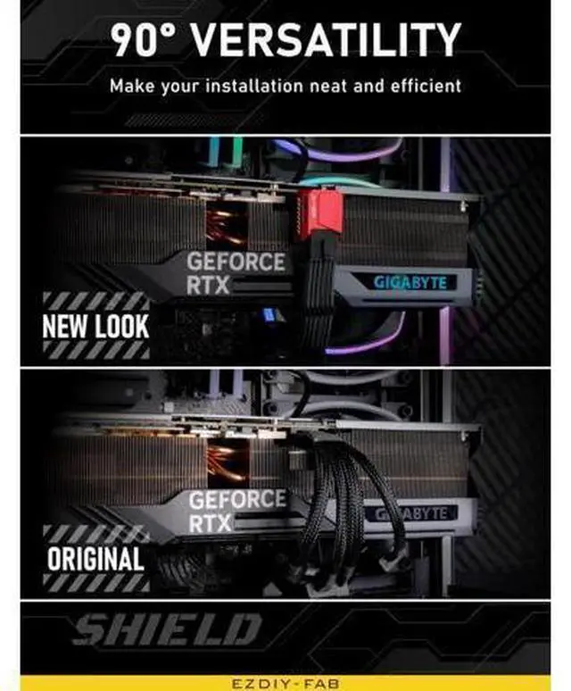 Alt view image 6 of 7 - PCIe 5.1 90 Degree Right Angle 600W 12VHPWR Adapter, 12+4Pin 12V-2x6 GPU Power Connector, Red STD Type 1 Pack for RTX 3090Ti 4070Ti 4080 4090