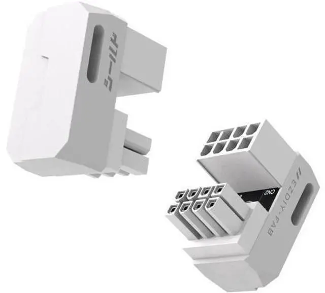 Main image of Shield Series 8-Pin PCIe GPU Power Adapter, 180° U-Turn Angled Aluminum Connector, Reverse Type, White, 2 Pack