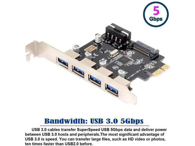 Alt view image 4 of 7 - 4-Port PCIe to USB 3.0 Expansion Card, 5Gbps USB Hub for Desktop Motherboard