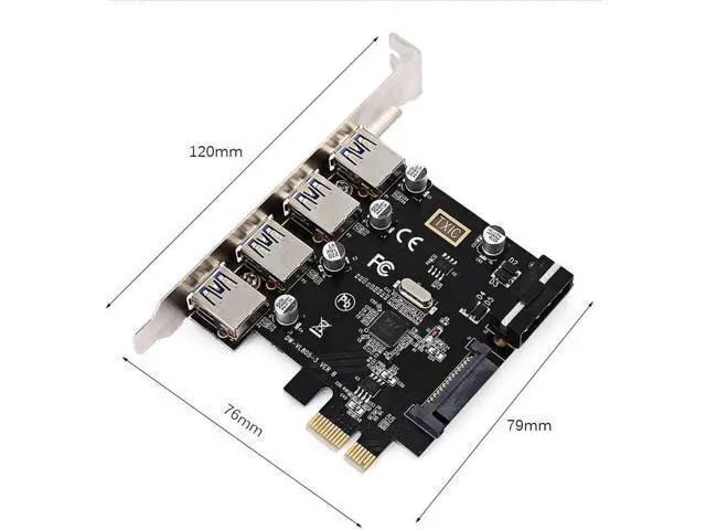 Alt view image 6 of 7 - 4-Port PCIe to USB 3.0 Expansion Card, 5Gbps USB Hub for Desktop Motherboard
