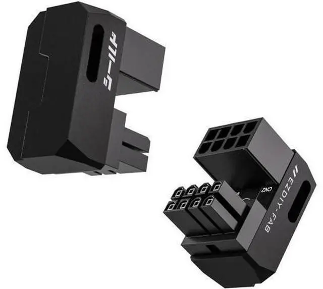 Main image of Shield Series 8-Pin PCIe GPU Power Adapter, 180° U-Turn Angled Aluminum Connector, Black, 2 Pack