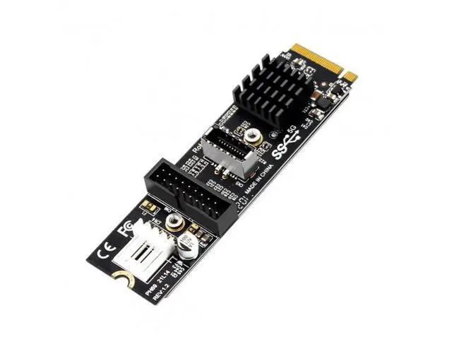 Alt view image 2 of 7 - M.2 NVME M-Key to USB 3.1 Type-E Front Panel Adapter, 5Gbps USB 2.0 Header Expansion Card for Motherboard