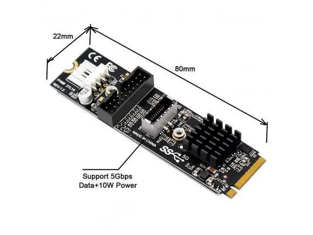 Alt view image 3 of 7 - M.2 NVME M-Key to USB 3.1 Type-E Front Panel Adapter, 5Gbps USB 2.0 Header Expansion Card for Motherboard