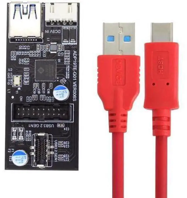Main image of USB-C & 19/20Pin Header to USB 3.0 20Pin & Type-E Dual Ports Female Splitter HUB, 5Gbps PCBA Adapter