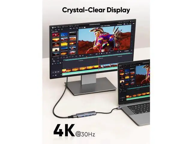 Alt view image 4 of 6 - CableCreation 5-in-1 USB C Multiport Hub Adapter, 4K HDMI Output, 100W PD Charging, 3×5Gbps USB 3.0 Ports, Portable USB C Dock for MacBook Pro/Air M1/M2, iPad Pro, Surface Pro, XPS