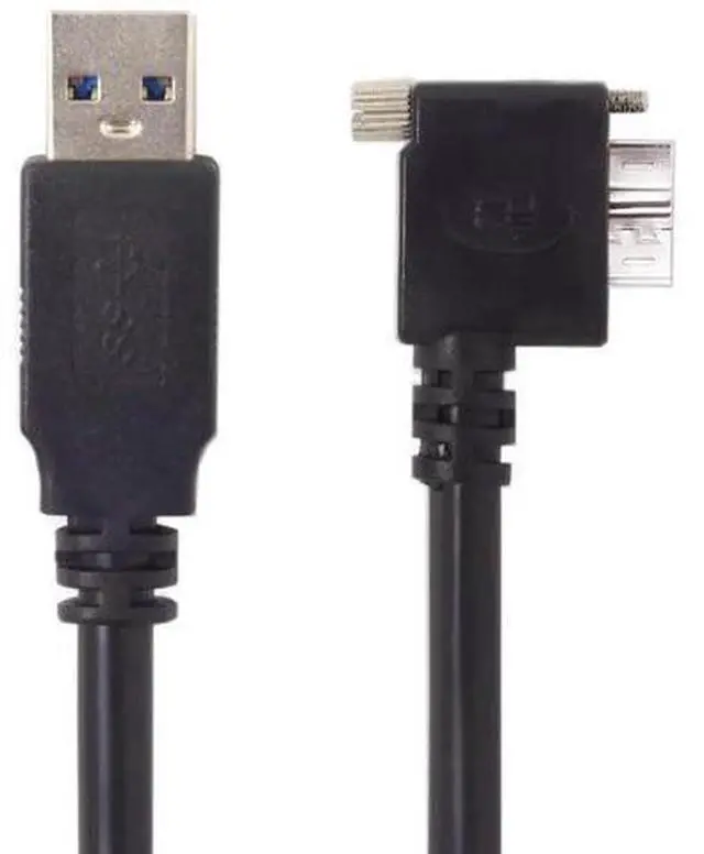 Main image of 5.0M 90° Left Angled USB 3.0 A Male to Micro B Male Cable, Panel Mount with Screws