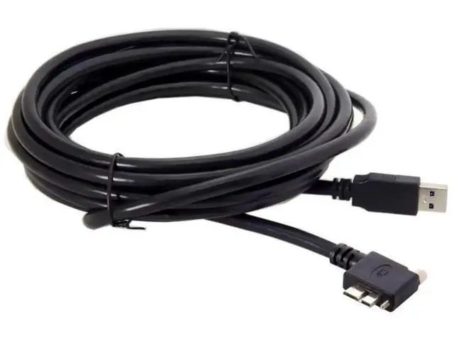 Alt view image 3 of 7 - 5.0M 90° Left Angled USB 3.0 A Male to Micro B Male Cable, Panel Mount with Screws