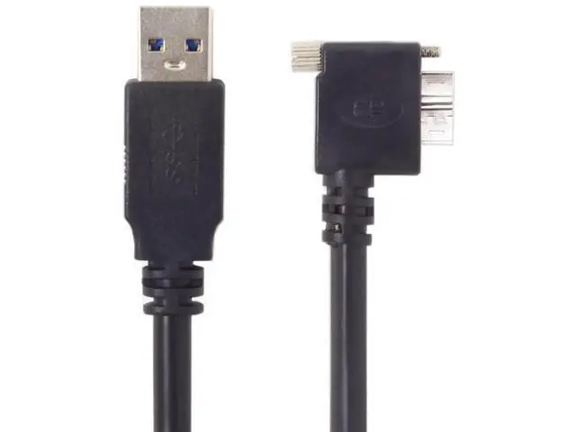 Alt view image 4 of 7 - 5.0M 90° Left Angled USB 3.0 A Male to Micro B Male Cable, Panel Mount with Screws