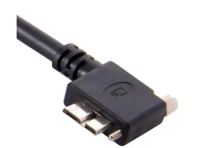 Alt view image 6 of 7 - 5.0M 90° Left Angled USB 3.0 A Male to Micro B Male Cable, Panel Mount with Screws