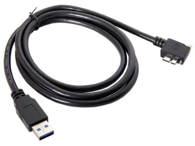 Alt view image 5 of 7 - 5.0M 90° Left Angled USB 3.0 A Male to Micro B Male Cable, Panel Mount with Screws