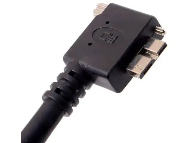 Alt view image 7 of 7 - 5.0M 90° Left Angled USB 3.0 A Male to Micro B Male Cable, Panel Mount with Screws