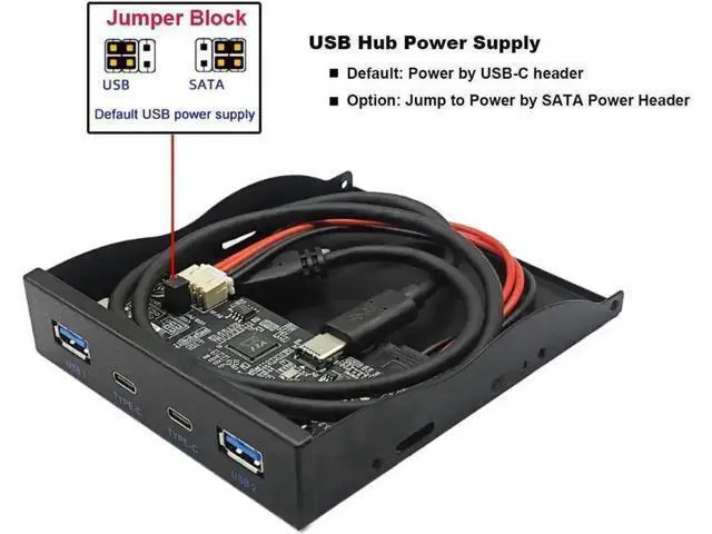 Alt view image 4 of 5 - 3.5 Inch Floppy Bay 4-Port USB 3.2 Gen 2 Front Panel Hub, 2 USB-A + 2 USB-C 10Gbps Expansion Adapter, 2FT 20Pin Key-A Type-E Motherboard Header Splitter Cable Included
