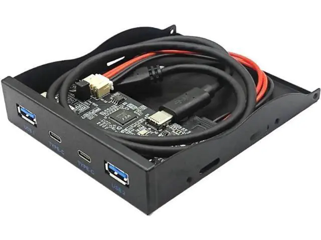 Alt view image 5 of 5 - 3.5 Inch Floppy Bay 4-Port USB 3.2 Gen 2 Front Panel Hub, 2 USB-A + 2 USB-C 10Gbps Expansion Adapter, 2FT 20Pin Key-A Type-E Motherboard Header Splitter Cable Included