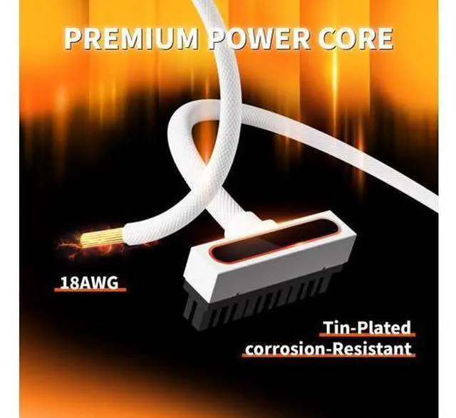 Alt view image 3 of 7 - 24Pin PSU Motherboard Power Extension Cable with ARGB Lighting, 90 Degree Right-Angle Design, 18AWG Copper Male-to-Female Power Cord, 5V 3-Pin RGB Connector, 2000W Power PC Management