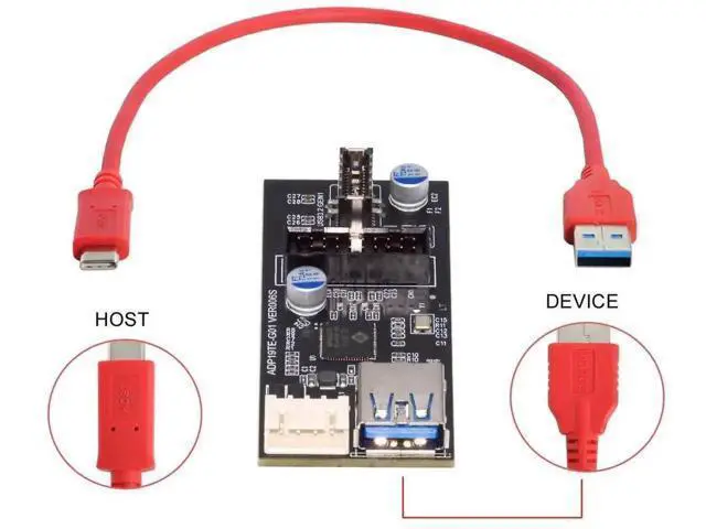 Alt view image 3 of 7 - USB-C & 19/20Pin to USB 3.0 20Pin + Type-E Adapter Splitter, 5Gbps